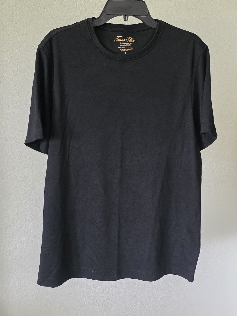 Tasso Elba Supima Cotton Black Crewneck T-Shirt Men's L Luxury Basic